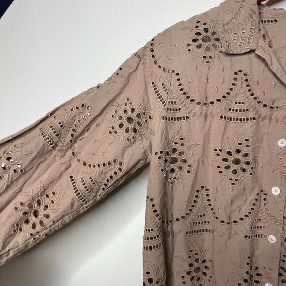 MOLO Runa Eyelet Button Down Blouse Moth Grey sz 170/176 women S - Picture 5 of 10